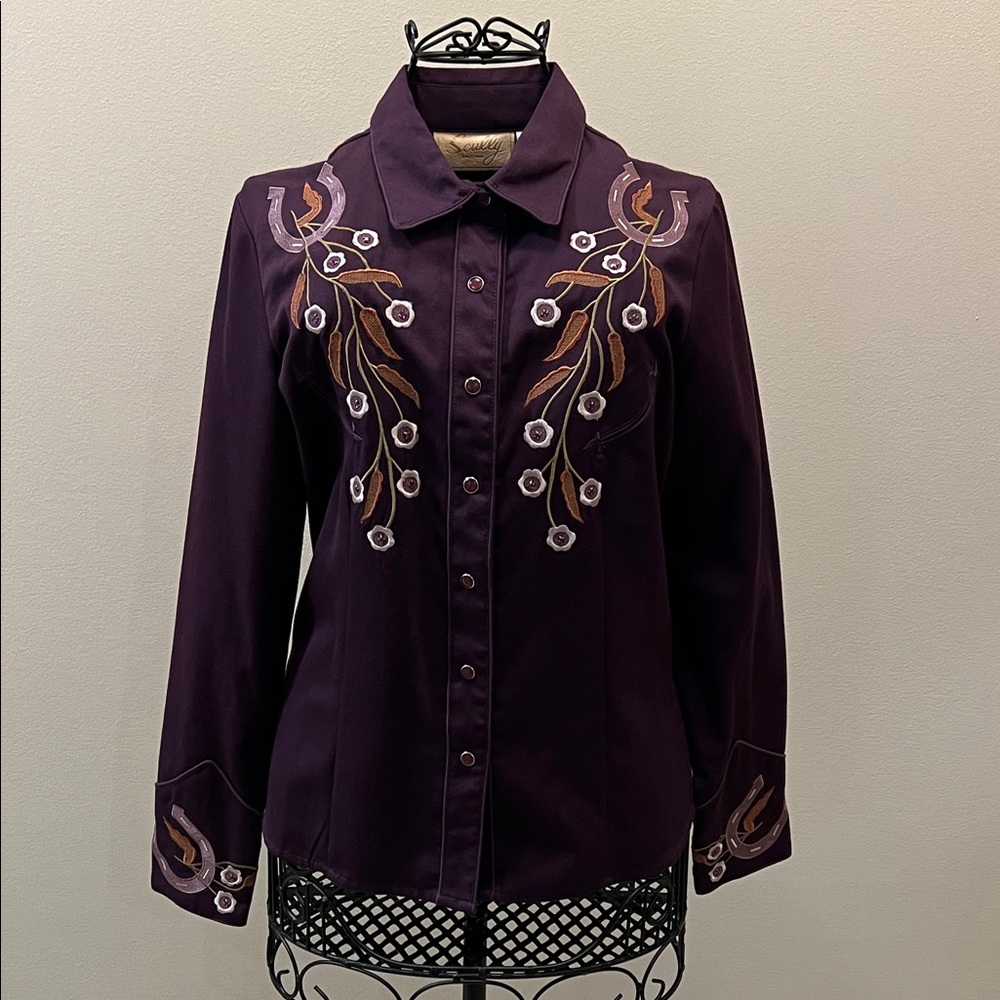 Scully Women's Western Embroidered Purple Shirt